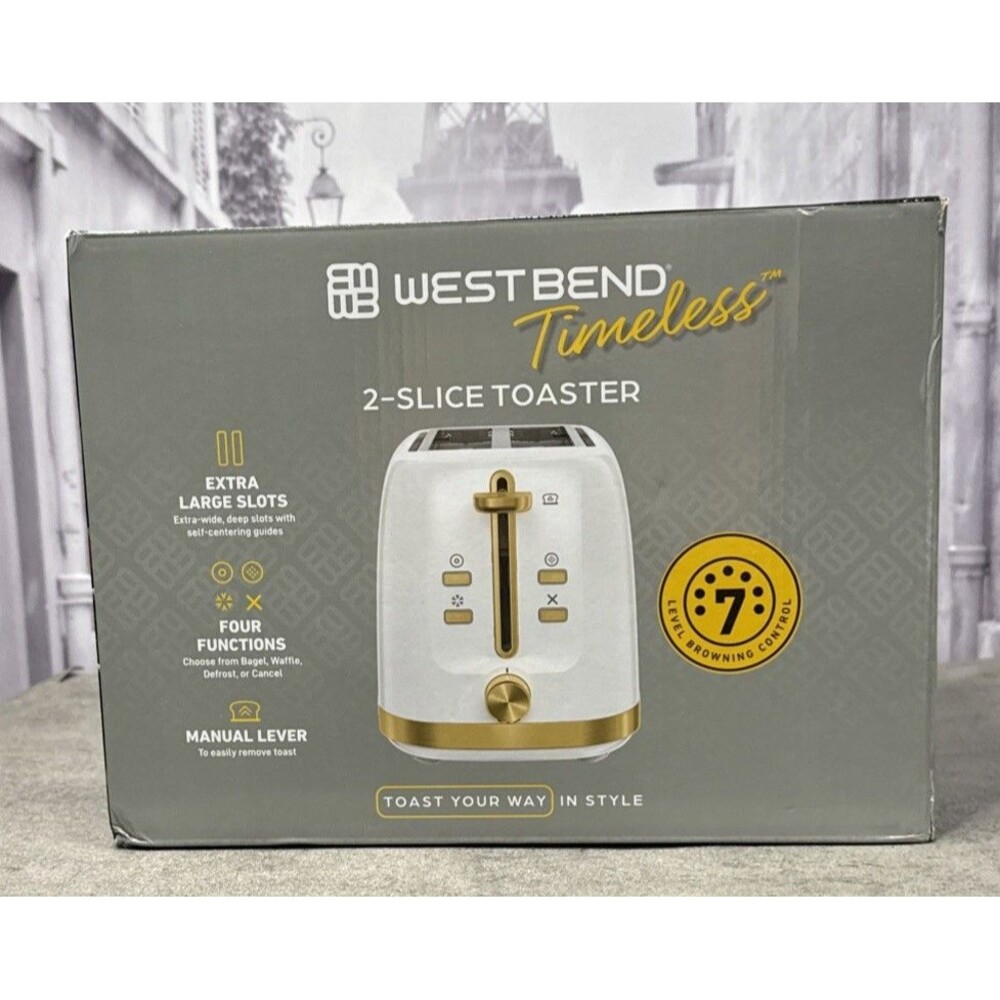 West Bend Timeless 2-Slice Toaster with Bagel/Waffle/Defrost Setting New In Box